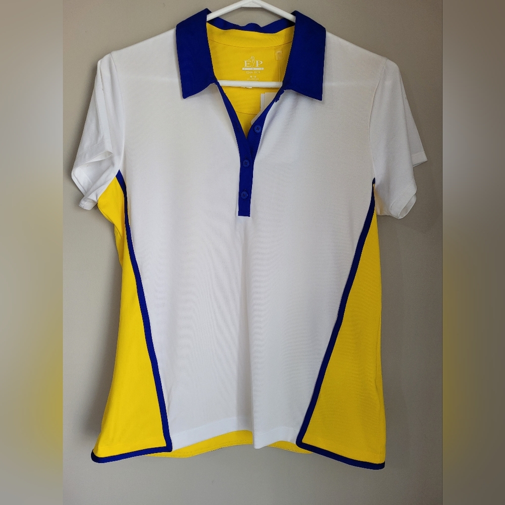 Womens  Polo Shirt with Blue Accents (NWT)